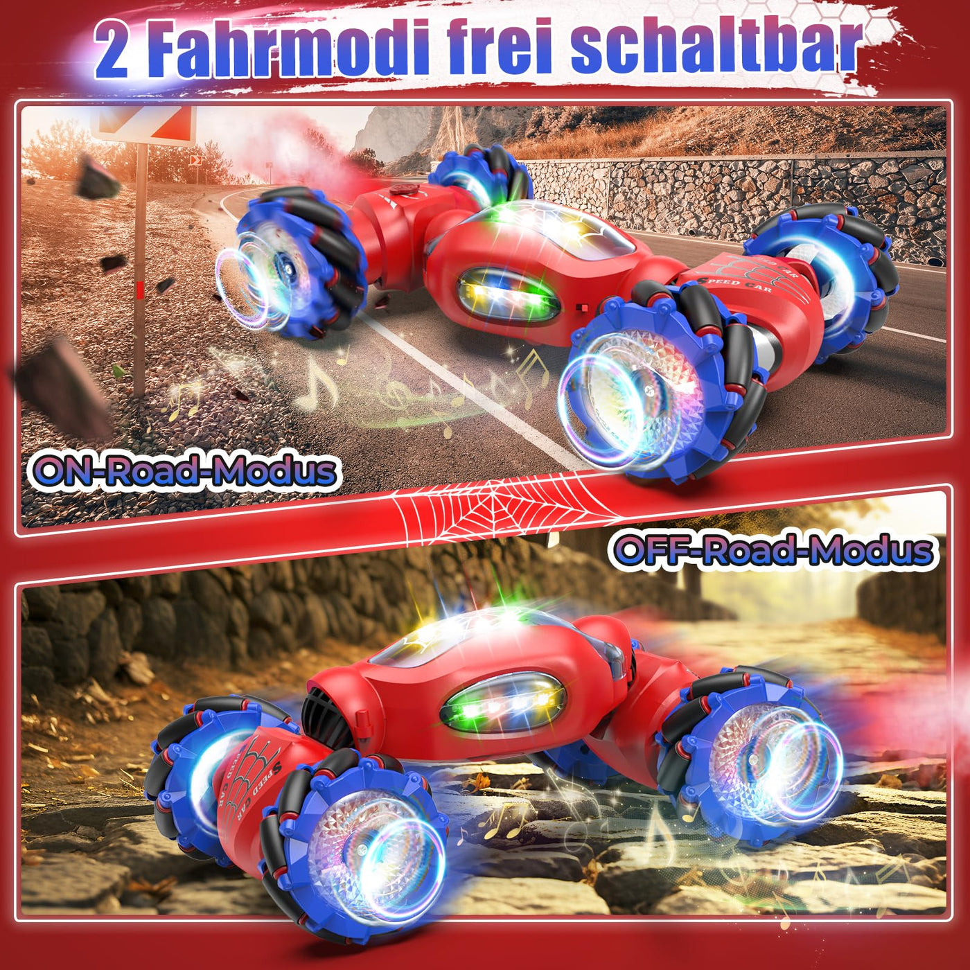 Fosgoit Ferngesteuertes Auto ab 6 7 8 9 10 Jahre Geschenk ab 6-12 Jähriger Junge Mädchen Kinder, Weihnachten Geschenke Spielzeug 4WD 2,4 GHz 360° RC Drift Stunt Auto Ferngesteuert mit Handsteuerung