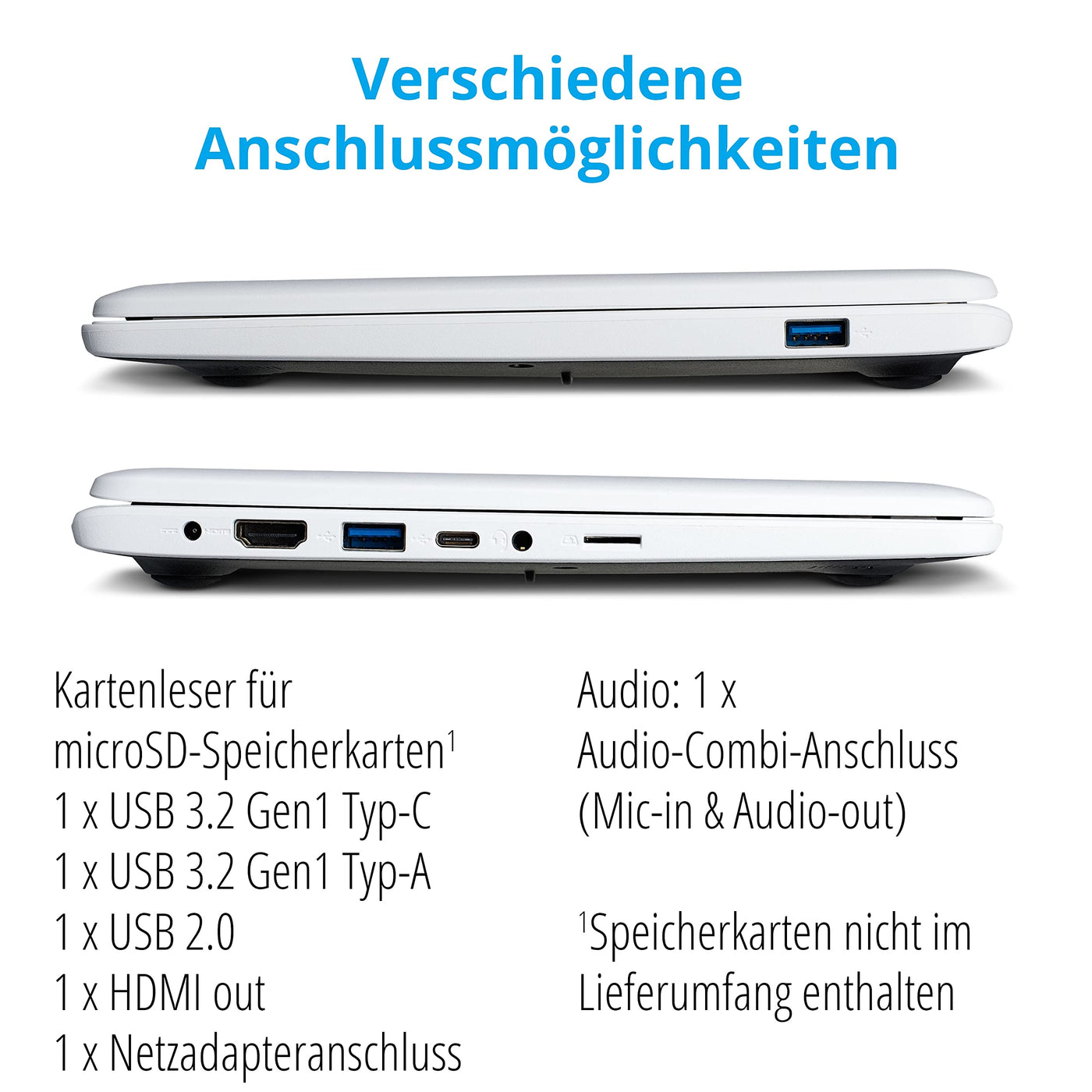 MEDION E11202 29,5 cm (11,6 Zoll) HD Notebook (Intel Celeron N3450, 4GB RAM, 64GB Flash-Speicher, Webcam, Win 10 Home im S-Modus)