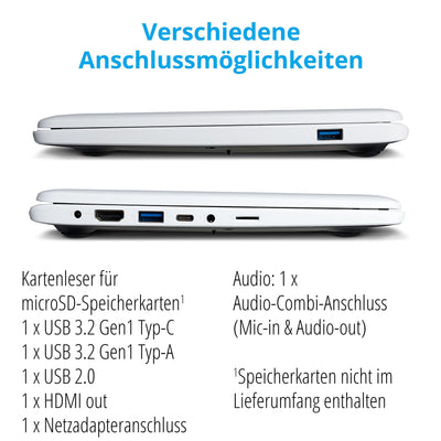 MEDION E11202 29,5 cm (11,6 Zoll) HD Notebook (Intel Celeron N3450, 4GB RAM, 64GB Flash-Speicher, Webcam, Win 10 Home im S-Modus)