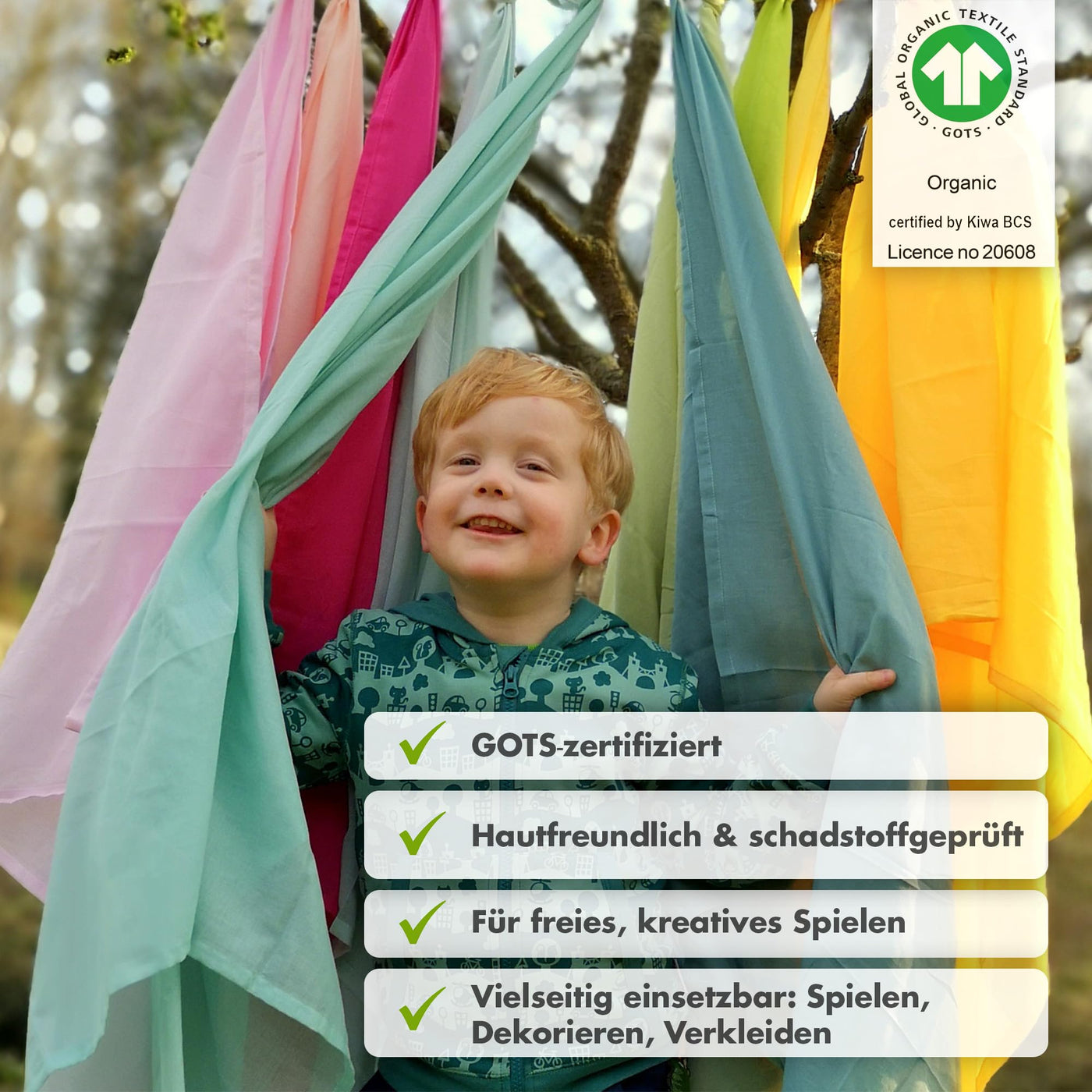 HANS NATUR Bio Spieltücher 100% Bio-Baumwolle (KBA) GOTS Zertifiziert, Herbstfarben, 115 x 105 cm, 10er-Set