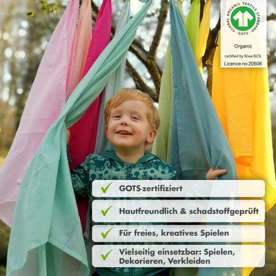 HANS NATUR Bio Spieltücher 100% Bio-Baumwolle (KBA) GOTS Zertifiziert, Herbstfarben, 115 x 105 cm, 10er-Set