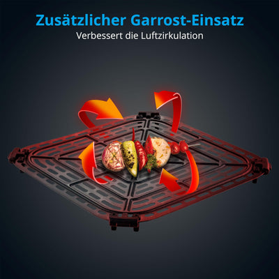 MEDION X10 XL Heißluftfritteuse (5 Liter Frittierkorb, innovative Wassersprühfunktion für krosse knusprige Speisen, 1.500 Watt, Sichtfenster, Schüttel Alarm,10 Automatikprogramme)