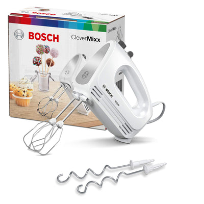 Bosch Hausgeräte Handrührer CleverMixx MFQ24200, 2 Rührbesen, 2 spülmaschinengeeignet, 4 Stufen, leicht, leise, 400 W Weiß/Edelstahl