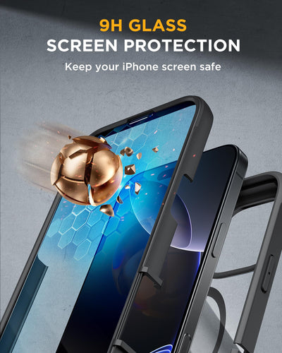 Miracase 360 Grad für iPhone 16 Pro Max Hülle mit Magsafe, Eingebaut Glas Schutzfolie, Komplettschutz HandyHülle Magnetisch Stoßfest Case für iPhone 16 ProMax Schutzhüllen 6,9 Zoll, Schwarz