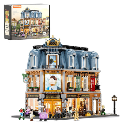 Lumibricks Brick-Kunst-Galerie Beleuchtung Klemmbausteine Haus, 3400Pcs, Modulgebäude am Straßeneck Mit Kunstklassikern&Abnehmbaren 3D-Malerei, Geschenke für Kunstliebhaber,Alter 16+, L9085