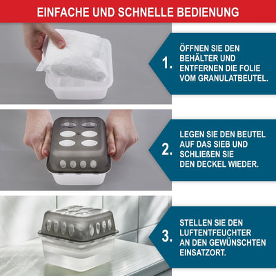 ONBEST großes Luftentfeuchter Set - 4x Entfeuchter mit 8x 400g Nachfüllbeutel Granulat – Gegen Feuchtigkeit, Schimmel & schlechte Gerüche – Raumentfeuchter ohne Strom