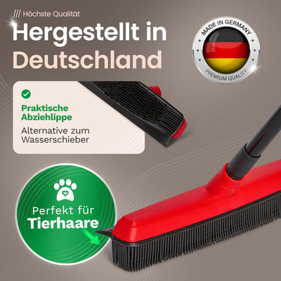 Novaliv Gummibesen mit Teleskopstiel & Kehrgarnitur Friseurbesen Set Gummi Noppenbesen Hundehaarentferner Broom Parkett Besen für Drinnen Teppichbesen Bodenabzieher Haushaltsbesen Wunderbesen