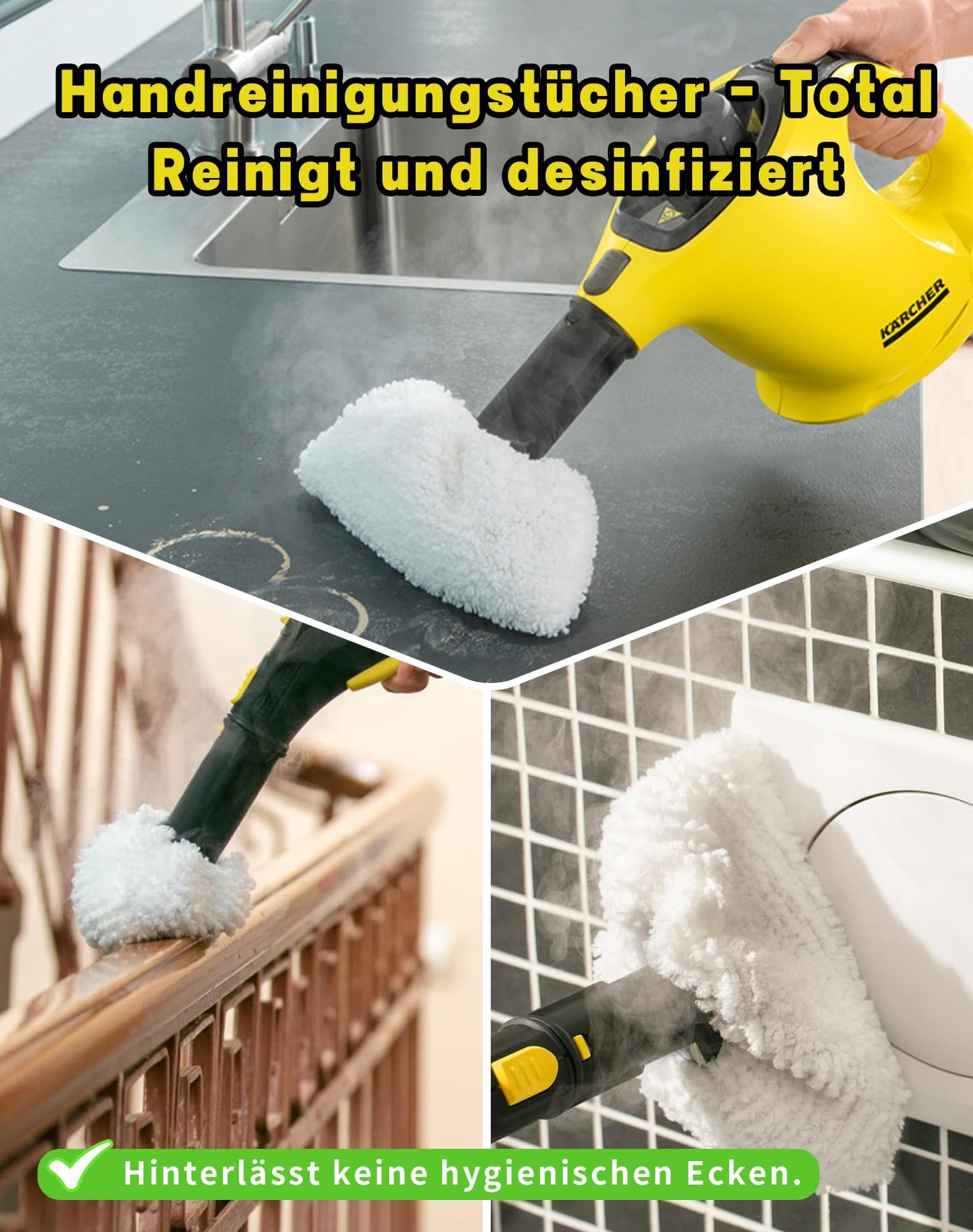 SOSALUK 8er Set für Kärcher Dampfreiniger Zubehör Ersatztücher für Kärcher SC1 SC2 SC3 SC4 SC5 SI4-6 Bodentücher + 2 Mikrofaser-Überzüge - kompatibel mit Kärcher Dampfreiniger Easy Fix