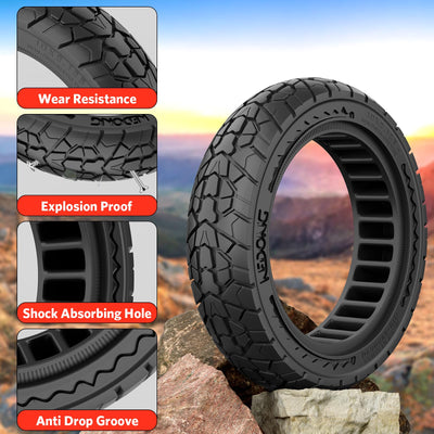 OUXI 10X2.125 Off Road Reifen für Elektroroller Ninebot F20/F30/F40/F65, 10 Zoll Vollgummireifen für Vorder- und Vollgummireifen für Elektroroller Tubeless(Schwarz 1Stück)