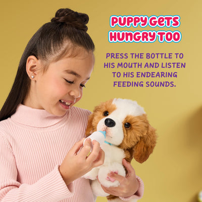 Little Live Pets My Really Real Puppy – Patches; Interaktiver Welpe; 60+ Geräusche/Reaktionen; realistisches Aussehen; 1 aus 72 Varianten; Spielset mit Transportbox; Batterien enthalten; ab 5 Jahren