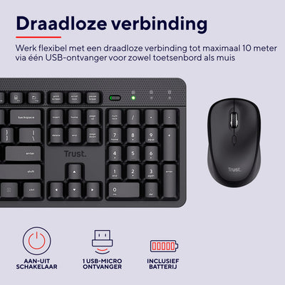 Trust ODY II Niederländisches QWERTY-Layout Tastatur und Maus Set Kabellos
