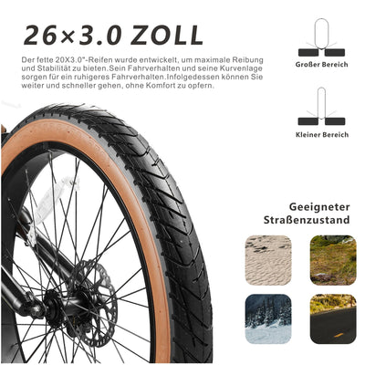 CEAYA Elektrofahrrad Aluminium 26 Zoll E Bike Herren Damen Pedelec 25km/h Fat Tire Ebike mit 48V20AH Akku,Gabelfederung,7-Gang Schaltung,Scheibenbremse,Reichweite bis 45-80KM