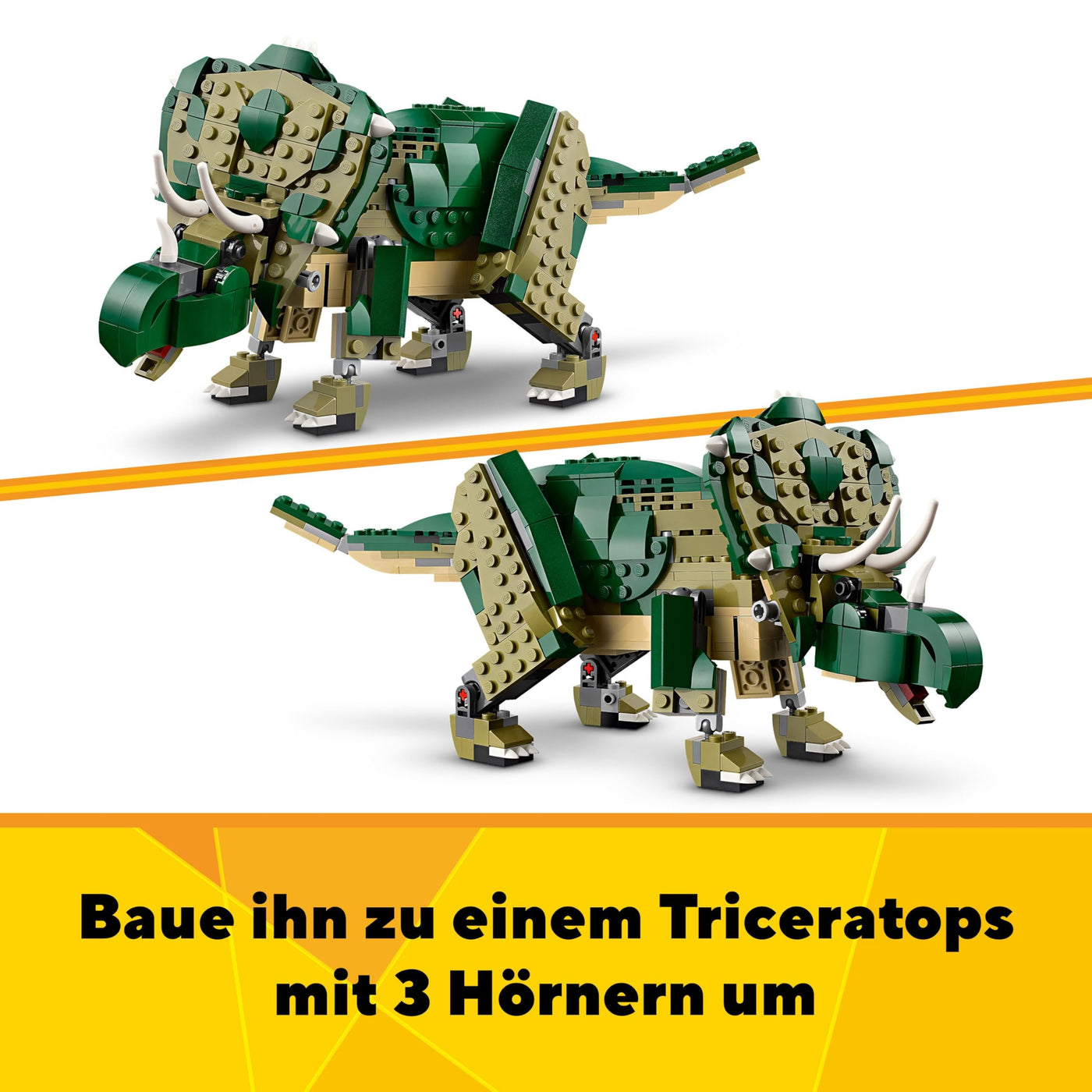 LEGO Creator T.Rex, 3-in-1-Dino zum Umbauen in einen Triceratops oder Pterodaktylus, bewegliches Dinosaurier Modell für Kinder, Geschenk für Jungen und Mädchen 31151
