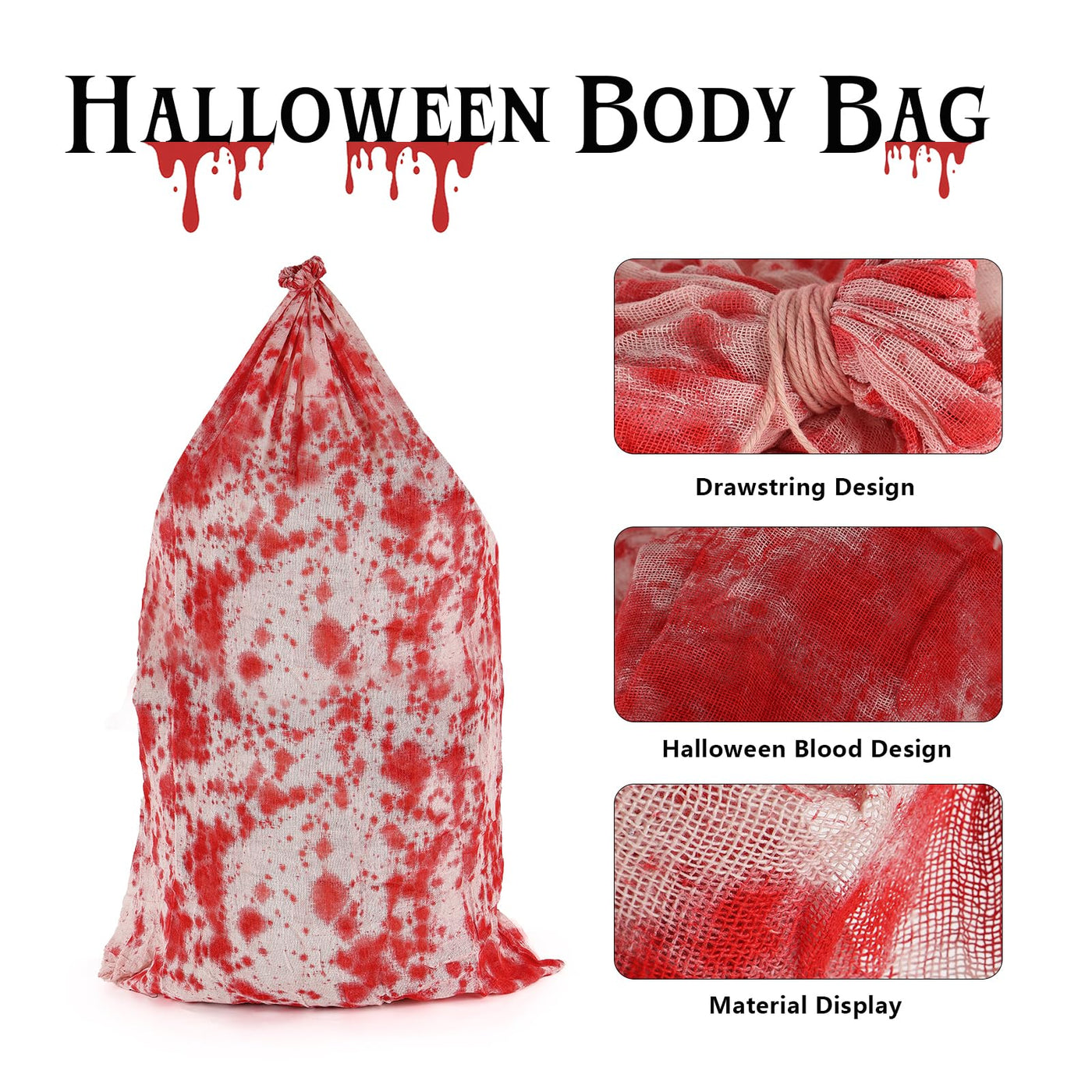 2025 Neue Halloween Deko Leichensack,185 * 86 cm Blutbeflecktes Tuch GefäLschte Leiche Requisiten Horror Deko Gruselig für Grusel Garten Party Spukhaus Rasen Outdoor Halloween-Dekoration Innen