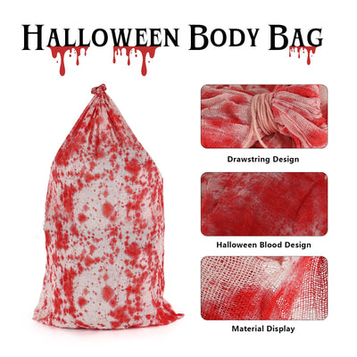 2025 Neue Halloween Deko Leichensack,185 * 86 cm Blutbeflecktes Tuch GefäLschte Leiche Requisiten Horror Deko Gruselig für Grusel Garten Party Spukhaus Rasen Outdoor Halloween-Dekoration Innen