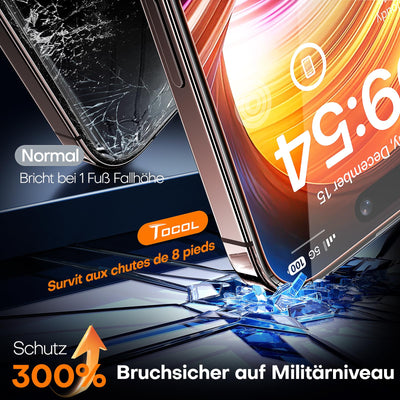 TOCOL für iPhone 16 Pro für Panzerglas, Full Screen Stoßfest Schutzglas Auto-Installation 9H Härte folie Kratzfest Anti-Fingerabdruck Anti-Öl Anti-Bläschen Schutzfolie für iPhone 16 Pro, 2 Stück