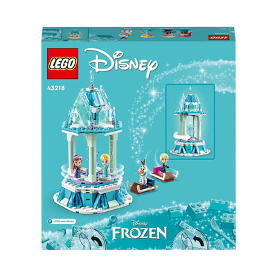 LEGO Disney Princess Annas und Elsas magisches Karussell, Die Eiskönigin Spielzeug, Inspiriert vom Frozen Eispalast mit 3 ikonischen Mikro-Puppen-Figuren und Olaf-Figur 43218