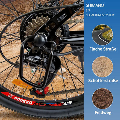 MYATU E-Bike 26 Zoll Elektrofahrrad faltbar E-Klapprad Pedelec mit 36V 10,4Ah Akku für eine Reichweite bis 60km, 250W Motor und Shimano 21-Gang E-Mountainbike, Schwarz