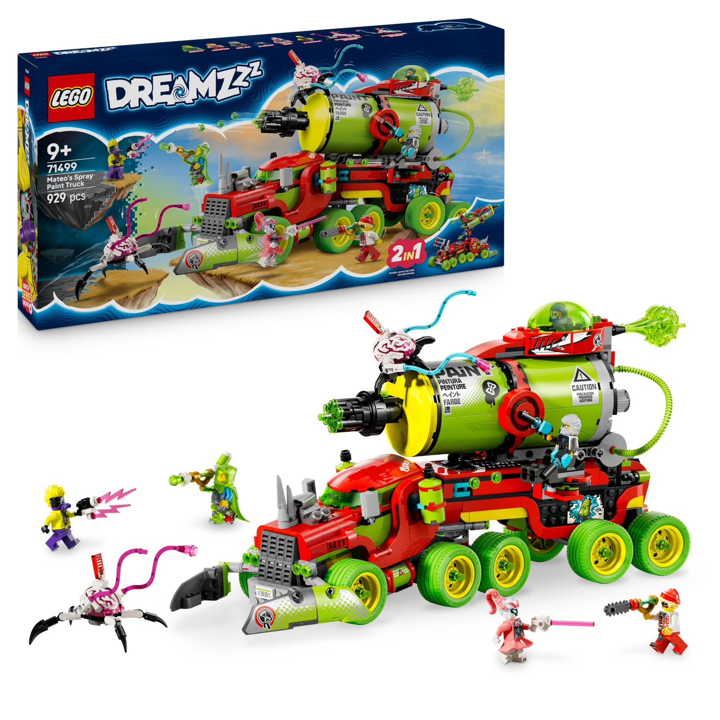 LEGO DREAMZzz 2-in-1 Mateos Sprühdosen-Truck - Spielzeug mit 2 Bauvarianten, mit 5 Minifiguren inkl. Copper und Mr. Oz - Kreatives Geschenk zum Geburtstag für Jungen & Mädchen ab 9 Jahren - 71499