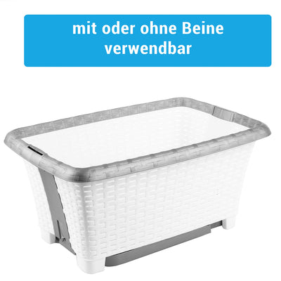 Wäschekorb Plastik mit Stand-Automatik - Wäschewanne Wäsche Korb mit Beinen FüÃŸen Farben wählbar (weiss)