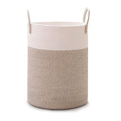 Wäschekorb Geflochten 60L, Tragbarer Wäschesammler Mit Griff, Wäschebox aus Baumwolle, Spielzeug Aufbewahrung, Faltbar, 50 x 40 x 40 cm