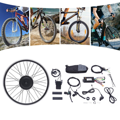 SuhoFutus Ebike Kit, 24 Zoll Ebike Umbausatz E-Bike Vorderrad Umbausatz Kit, Fahrrad Motor Kit mit Brushless Gear Motor 500W, 5-Gänge Gangverstellung, Anwendbar auf V Bremse/Scheibenbremse