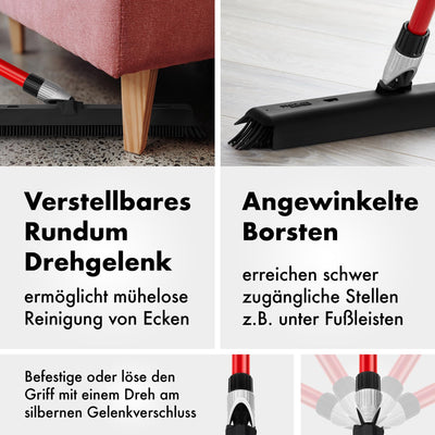 Tyroler Gummibesen & Bodenabzieher | Kehrbesen-Kopf aus 100% Naturkautschuk 41cm | Besen mit Stiel und 140cm Anti-Rost-Griff | Gummibesen mit Abzieher | Gummibesen mit Stiel | Gummibesen Tierhaare
