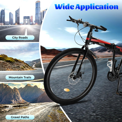 Owneed 26 Zoll Mountainbike, 21 Gänge Mountainbike, MTB, Hochfester Stahlrahmen Fahrrad, Erwachsene Falten für Erwachsene Männer Frauen, Erwachsene Damen Damen Fahrrad Herrenfahrrad