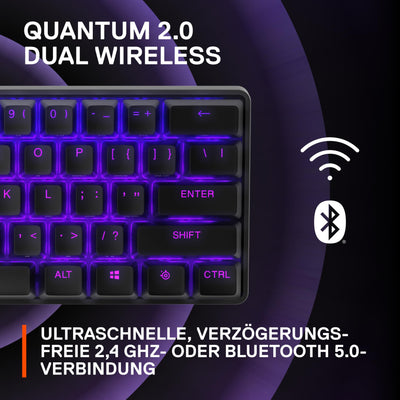 SteelSeries Apex Pro Mini Wireless HyperMagnetic Gaming-Tastatur – Die weltweit schnellste Tastatur – 60%-Formfaktor – RGB – PBT-Keycaps – Bluetooth – 2,4 GHz – USB-C – Deutsches Tastatur QWERTZ