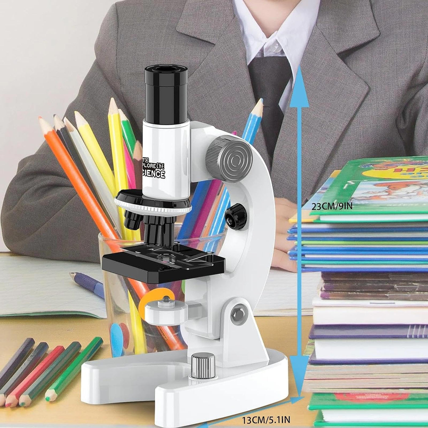 Mikroskop für Kinder, 200x-4800x Lupe Kinder, Tragbares Mikroskop Set, Experimentelles Pädagogisches Spielzeug, Dias, Dauerpräparaten, Ostergeschenke Kinder