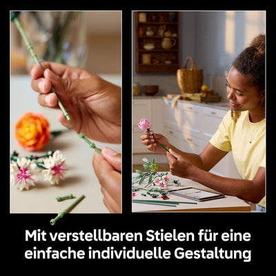 LEGO Botanicals Schöner Rosafarbener Blumenstrauß - Blumendeko - Bauset für Erwachsene - Dekorative Gänseblümchen, Kornblumen, Rosen und Holunderblüten zum Ausstellen - Bürodekoration 10342