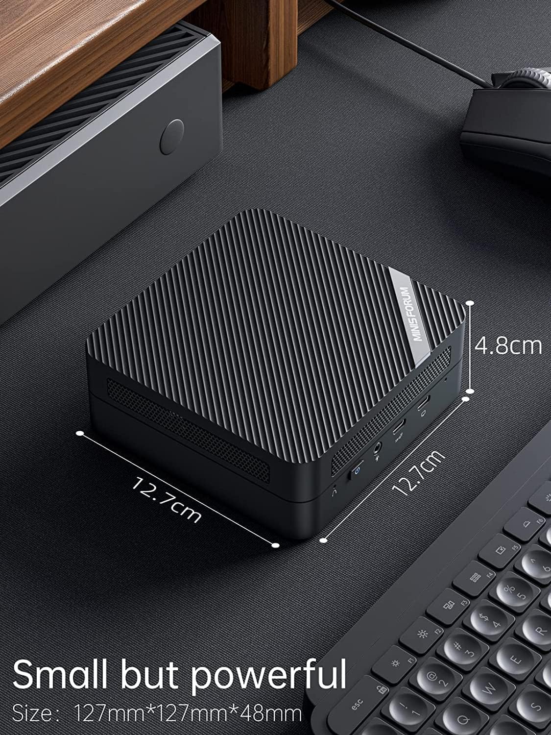 MINIS FORUM UM773 Lite Mini PC AMD Ryzen 7 7735HS bis zu 4, 75 GHz AMD Radeon Graphics Mini-Computer, 2 x HDMI, 1 x USB4, 1 x USB C, 4 x USB 3. 2, WiFi 6, BT5. 2, Kein RAM/SSD