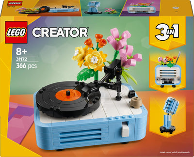 LEGO Creator 3in1 Plattenspieler mit Blumen - Spielzeug umbaubar in Radio oder Mikrofon - Musik Spielzeuge für Kinder - Kreative Geschenkidee für Mädchen und Jungen ab 8 Jahren 31172