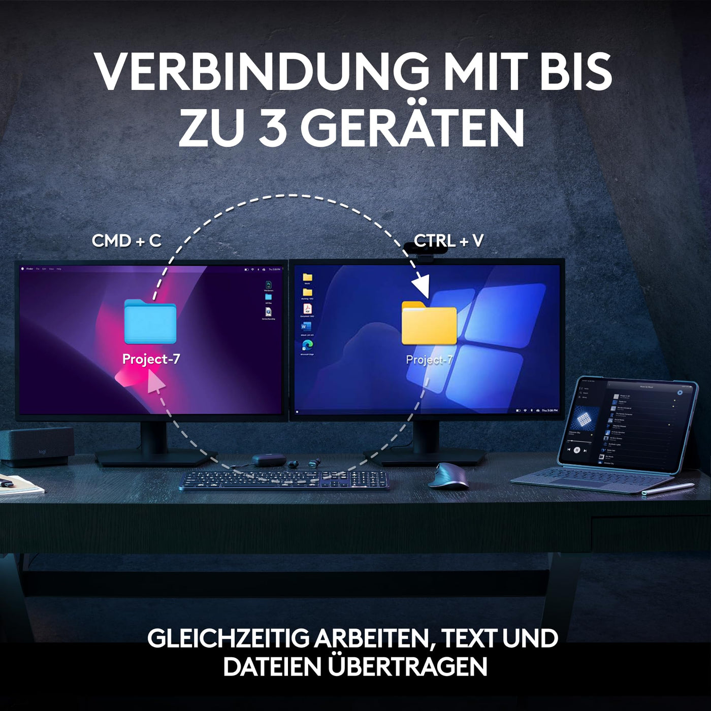 Logitech MX Keys S Combo: Leistungsstarke kabellose Tastatur und Maus mit Handablage,Customizable Illumination, Fast Scrolling,Bluetooth, für Windows/Linux/Chrome/Mac- Graphit, Deutsches QWERTZ-Layout