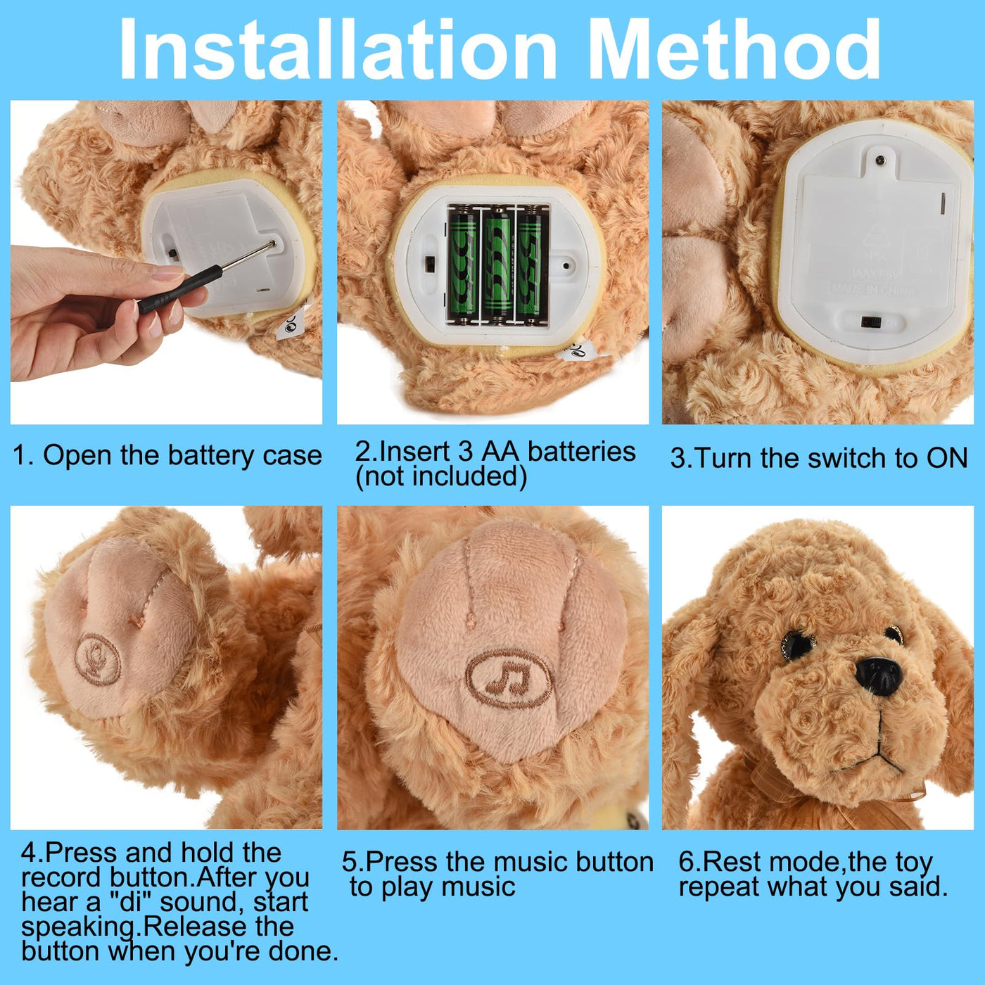 Interaktives singendes Plüschtier Hund, Nimmt auf und wiederholt, was du sagst, 8 Lieder, Kopf- und Ohrenbewegungen, Geburtstag für Kleinkinder von 3, 4, 5 und 6 Jahren (Goldendoodle-Spielzeug)