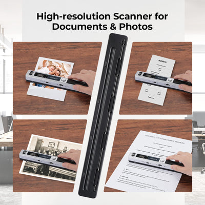 [Handscanner] Auflösung s/w und Farbe MUNBYN Dokumentenscanner/Scanner Mobil / 900DPI Wireless Tragbarer A4 Scanner mit Karte JPG und PDF Format- 16G Micro SD - Silber