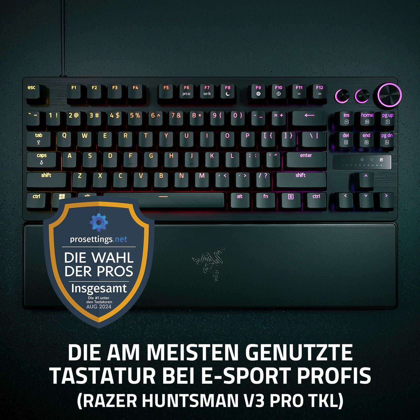 Razer Huntsman V3 Pro Tenkeyless - Analoge optische TKL E-Sport PC-Tastatur ohne Ziffernblock Snap Tap & Rapid Trigger (Digitaler Drehregler & Steuerungstaste) DE-Layout | Schwarz