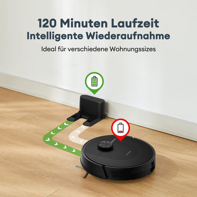 Ultenic D10 Saugroboter mit Wischfunktion, Staubsauger Roboter mit LiDAR Navigation 5000 Pa Saugkraft, 50 dB Saugroboter, Steuerung für Alexa Siri App, gut für Tierhaare Teppich Hartboden