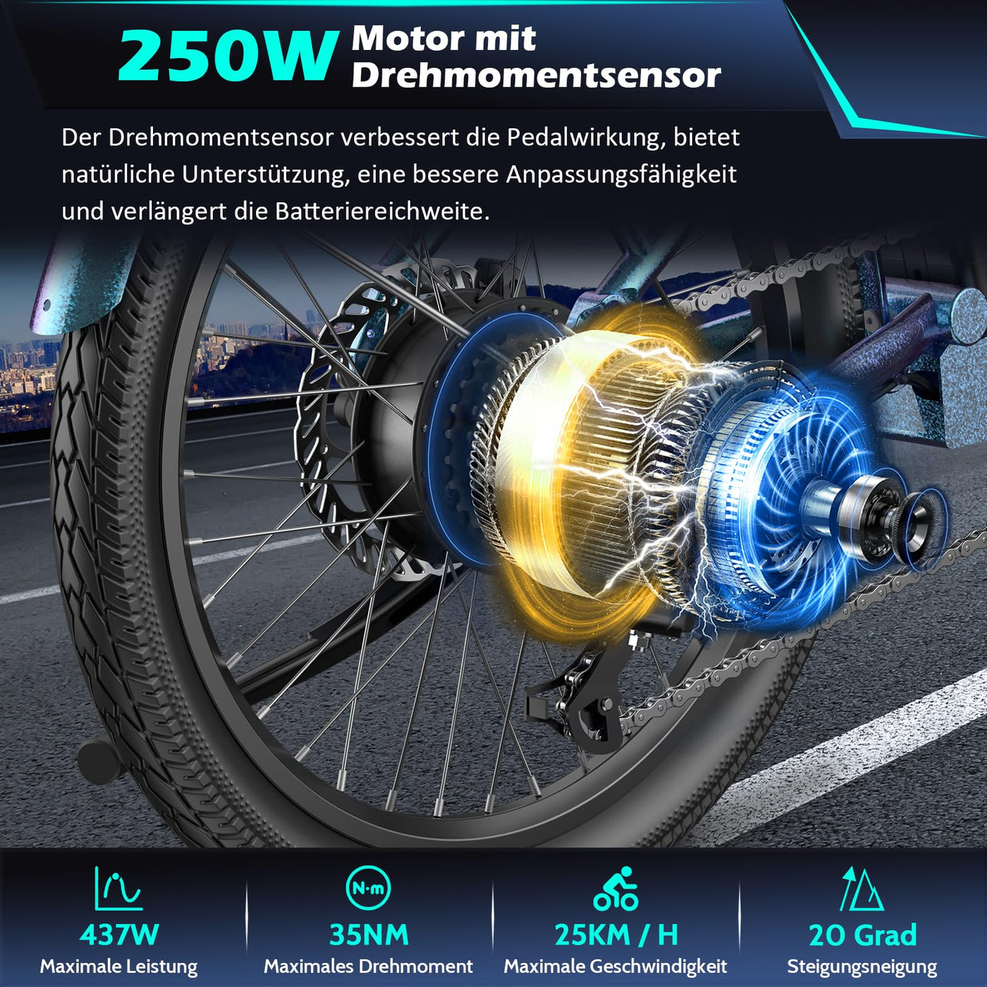 Fafrees F20 Lasting Premium City Faltrad Ebike | 250W Elektrofahrrad mit 36V 18.2Ah Akku (140kg Tragkraft) | StVZO-Zugelassen | Effiziente Fahrt (Hecktasche + Handyhalterung, Schwarz)