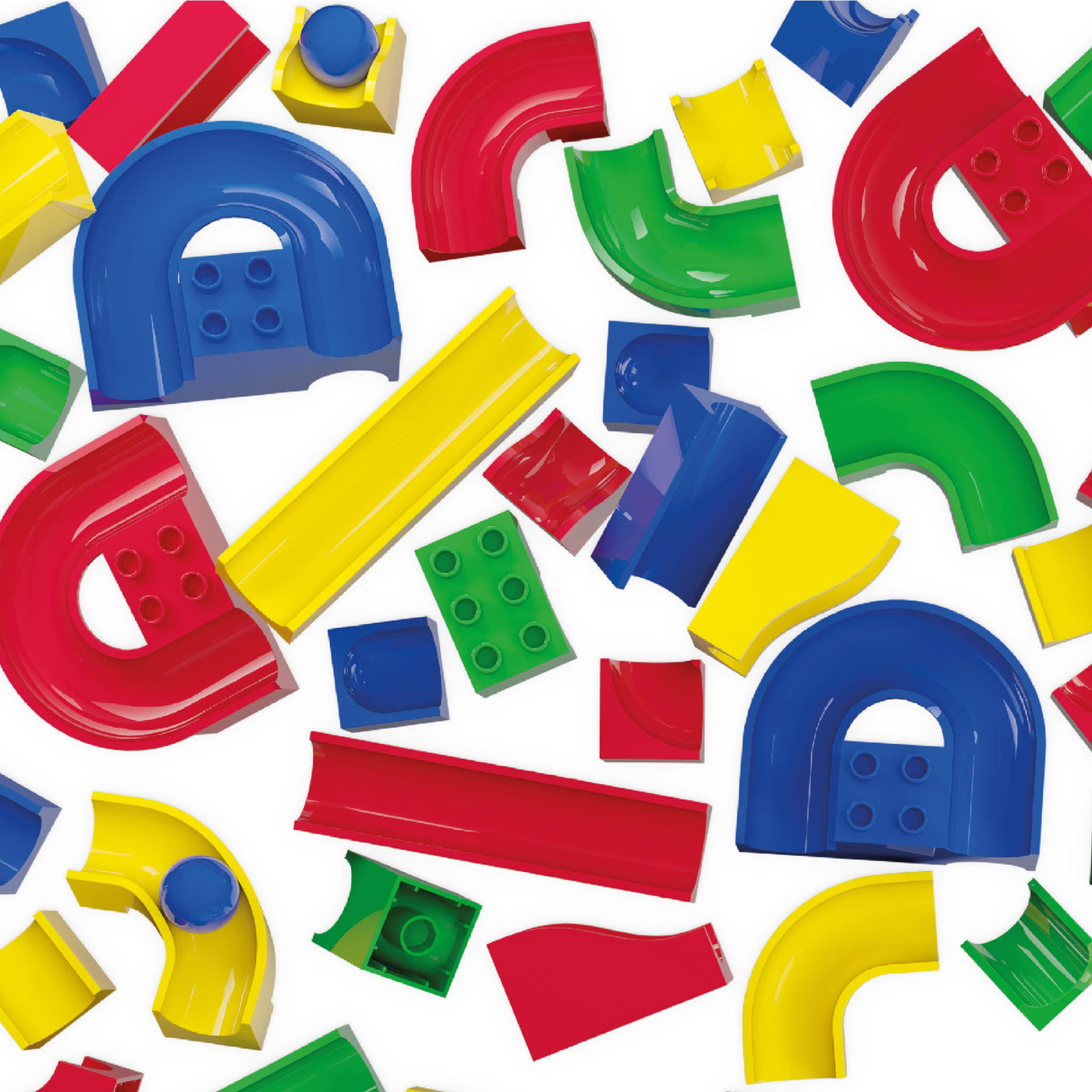 Hubelino 420381-128-teiliges Bahnelemente Set Kugelbahn, Kompatibel