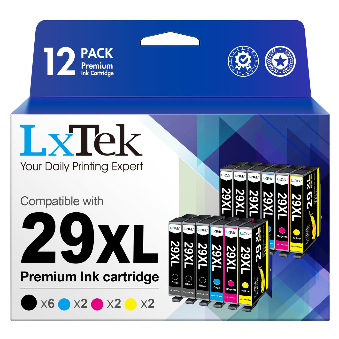 LxTek Multipack 29XL Druckerpatronen Kompatibel für Epson 29XL 29 XL Multipack für Epson XP-342 XP-332 XP-345 XP-352 XP-442 XP-445 XP-455 XP-432 XP-245 XP-235 XP-335 XP-435 XP-247 (12er-Pack)