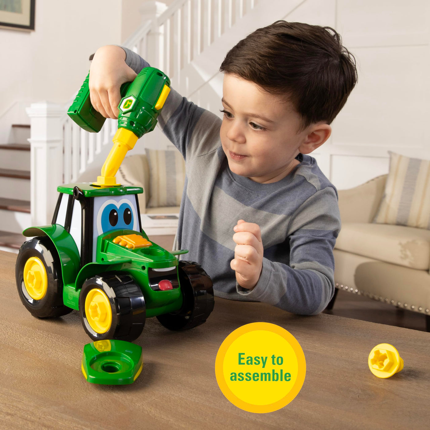John Deere 46655 Bau-Ihr-Ihnen-Johnny-Traktor, Kinder Traktor zum Selbstbauen, Hochwertiger für Kinder ab 18 Monaten, Spielen und Sammeln, Spielzeugtraktor, ab 18 Monaten, Grüne