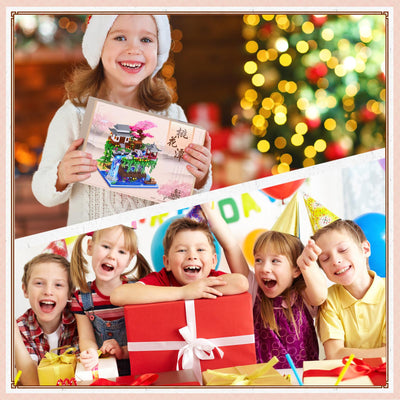 Charmofun 3320PCS Micro Bausteine, Klemmbausteine Haus mit LED, Botanical Garten-Set für Erwachsene mit Pfirsichblüten, Architecture Creative Geschenk Weihnachten für Frauen und Männer