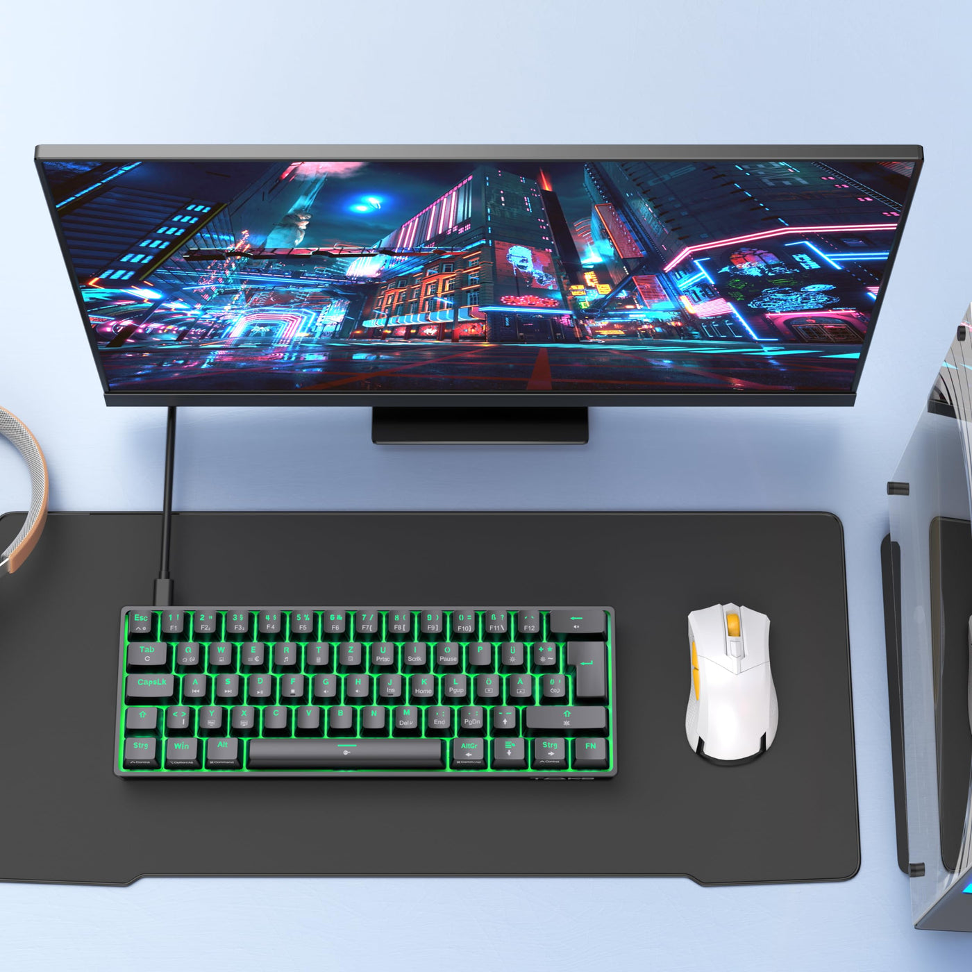 TMKB T61SE Gaming Mechanische Tastatur mit Deutsches QWERTZ Layout,Rote Schalter,Schwarz