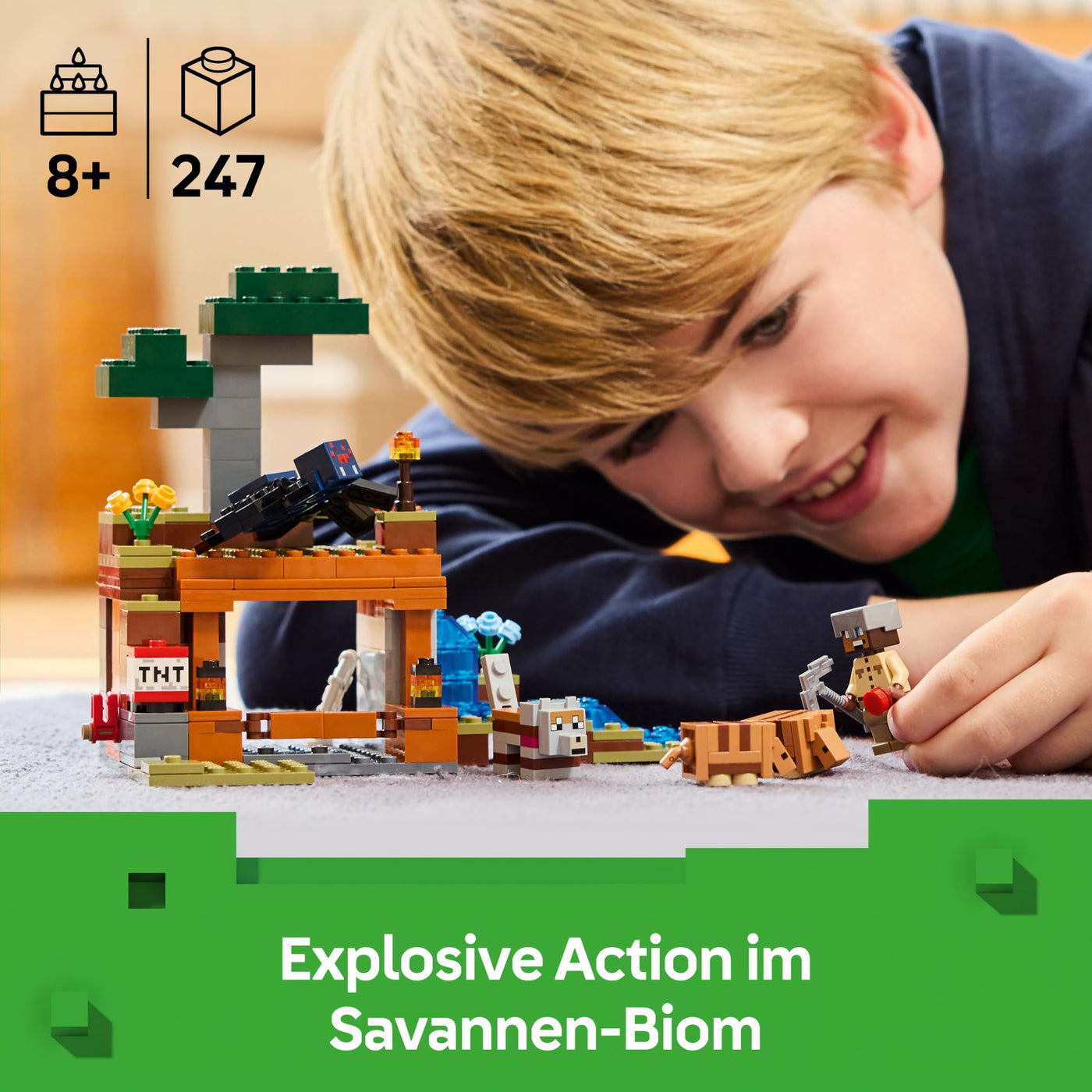LEGO Minecraft Die Expedition zur Gürteltiermine - Interaktives Gamer Spielzeug mit Höhlenspinne- und Wolfsfiguren - TNT-Funktion - Gaming Geschenk für Jungen und Mädchen ab 8 Jahren - 21269