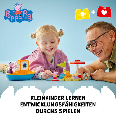 LEGO DUPLO Peppas Bootsausflug: Spielset mit Spielzeugboot zum Bauen und Umbauen mit 2 Figuren, kreatives Spielzeug, Geschenk-Idee für Kinder ab 2 Jahren, Jungen und Mädchen 10432