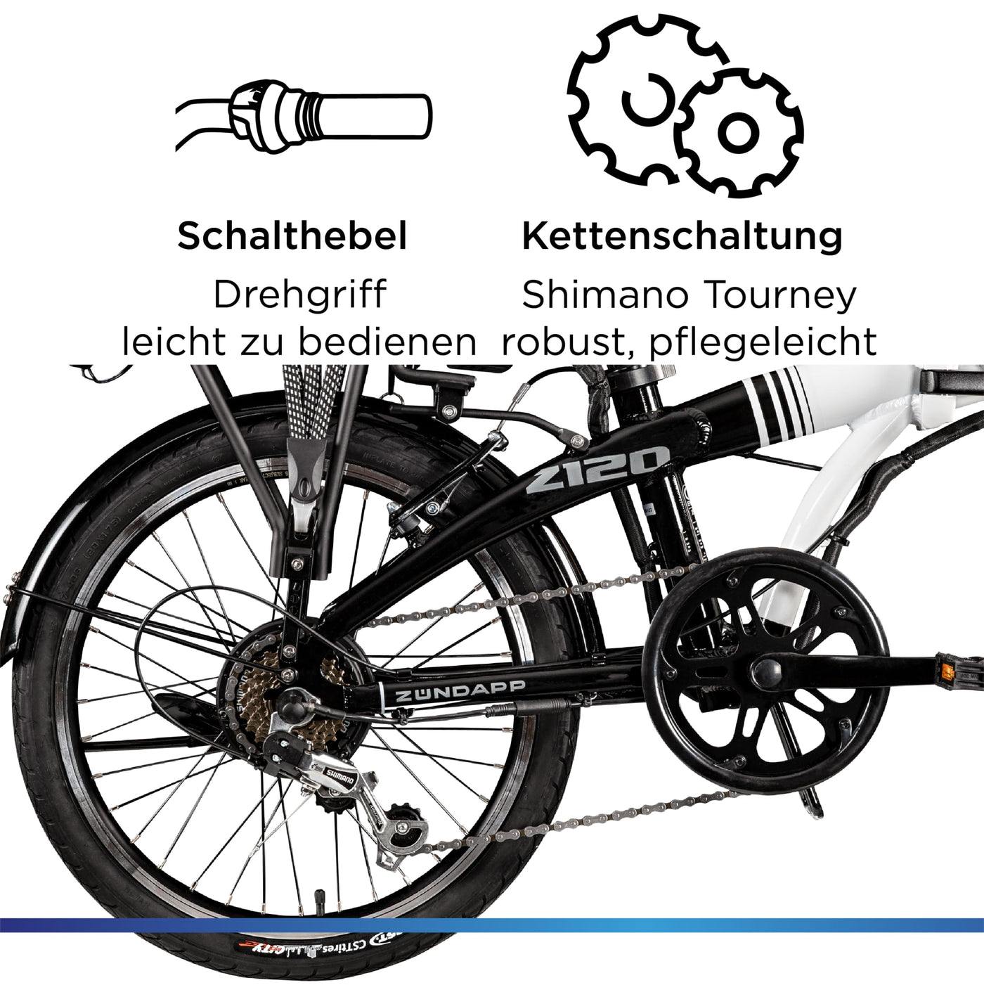 ZÜNDAPP Z120 20 Zoll E Bike Faltrad Damen Herren Elektrofahrrad klappbar Fahrrad Elektro Klapprad Ebike Pedelec E-Bike Erwachsene Klappfahrrad (schwarz/grau, 28 cm)