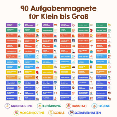 Belohnungstafel für Kinder - [100 Aufgaben + 350 Magnete] - Belohnungssystem für Verantwortung - Family Plan, Montessori Magnettafel, Wochenplaner, Adhs Hilfsmittel - inkl. Tasche, Stift (Safari)