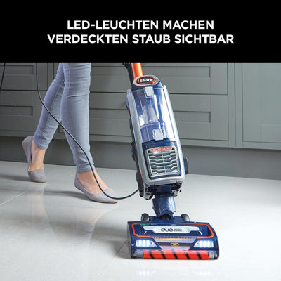 Shark Staubsauger 0,83L mit Anti-Hair-Wrap-Technologie, DuoClean-Staubsauger mit Powered Lift-Away und Tier-, Polster- & Fugendüsen, 8m Netzkabel, Blau/Orange NZ801EUT, 31-32