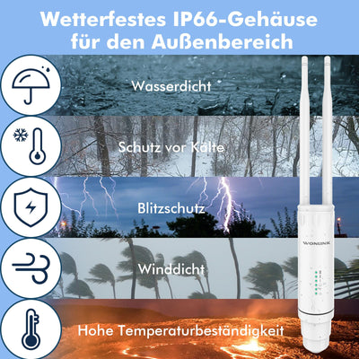 WONLINK Outdoor WLAN Access Points, AC1200 Wetterfeste Outdoor WLAN Repeater Dualband Outdoor Wireless WLAN Access Point mit PoE-betrieben, IP66 Wasserdicht, Unterstützung von Repeater/AP/Router Modus